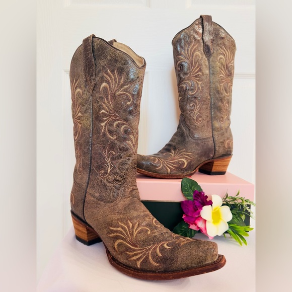 Circle G Shoes - CIRCLE G ~ Filigree Leather Western Boots Handcrafted in Mexico size 11